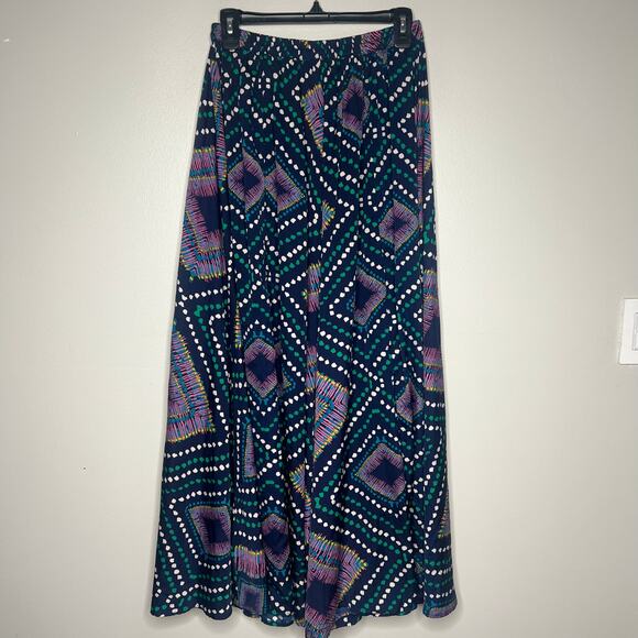 Women's Boho Maxi Skirt Sz. M Geometric Mosaic A-Line Gypsy Multicolor Hippie - Picture 5 of 8
